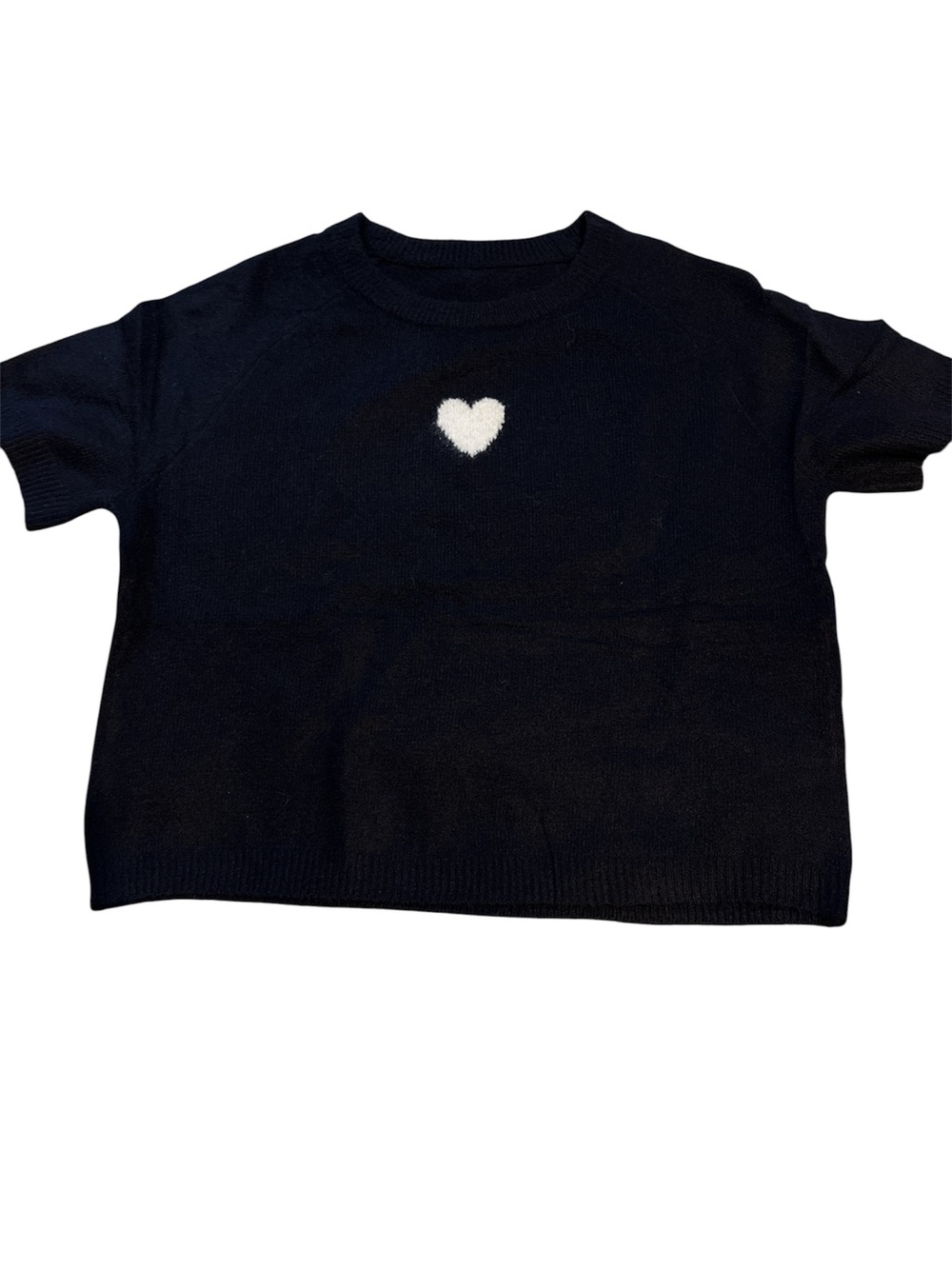 Miracle Sample Sweater - Navy Blue Short-Sleeve Sweater with White Heart- 19p2p